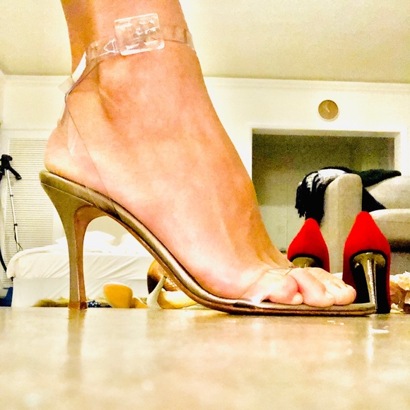 Manolo Blahnik Pewter Sandals with Clear Straps - Picture 14 of 16